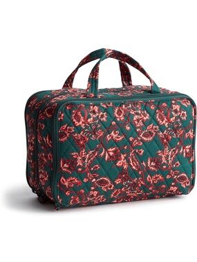 Vera Bradley Quilted Cosmetic Case in Teal and Red Floral